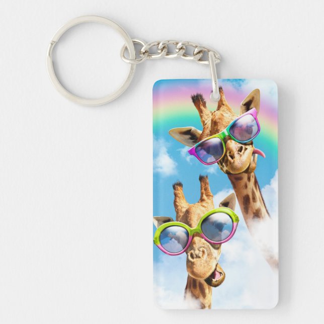 Giraffes With Sunglasses Keychain (Front)