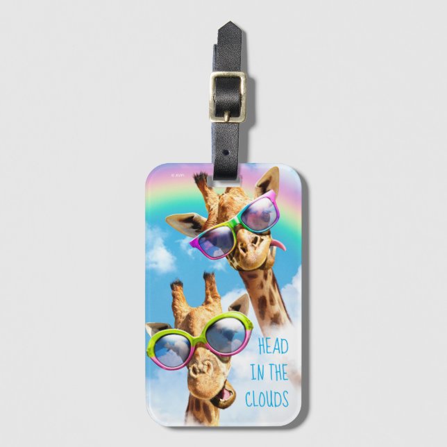 Giraffes With Sunglasses Luggage Tag (Front Vertical)