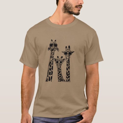 Giraffes With Sunglasses Shirt Safari Animal Zoo T_Shirt