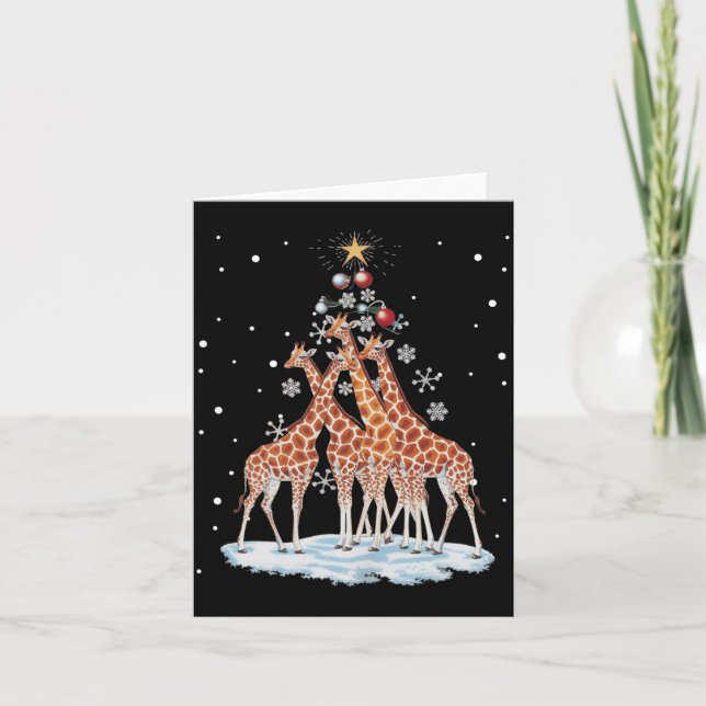 Giraffes Xmas Tree Giraffe Christmas Tree Merry Ch Card (Front)