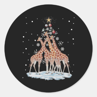 Giraffes Xmas Tree Giraffe Christmas Tree Merry Ch Classic Round Sticker