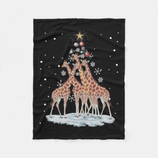 Giraffes Xmas Tree Giraffe Christmas Tree Merry Ch Fleece Blanket