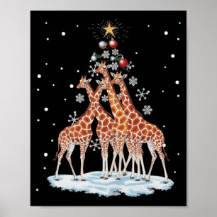 Giraffes Xmas Tree Giraffe Christmas Tree Merry Ch Poster