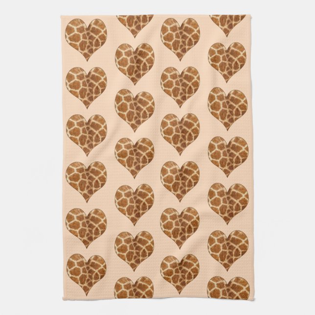 Giraffic Hearts Tiled Pattern Towel (Vertical)
