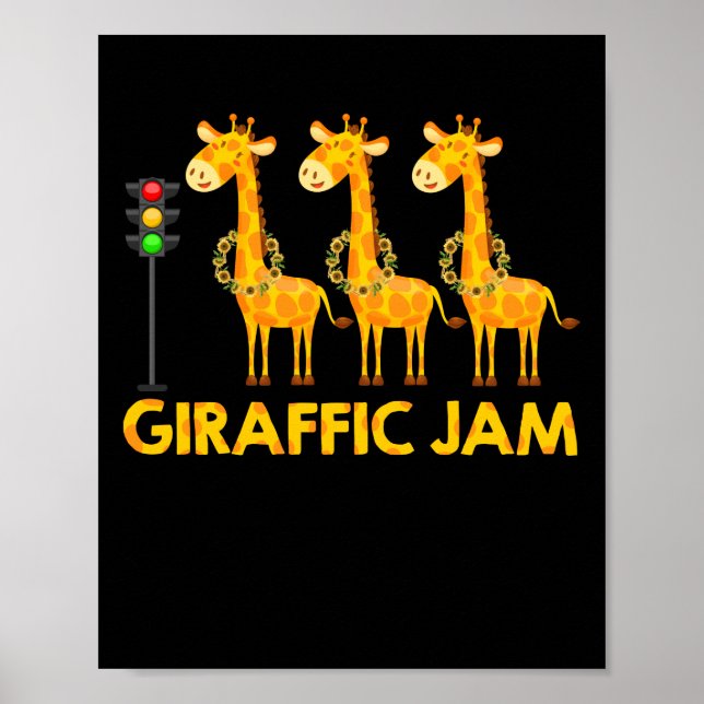 Giraffic Jam Cute Giraffe Traffic Light Poster (Front)