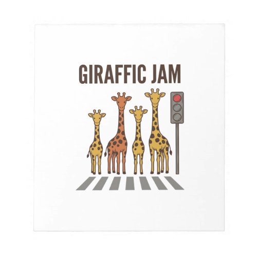 Giraffic Jam Funny Giraffe Crossing Vintage Vector Notepad