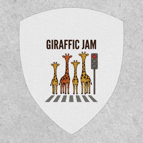 Giraffic Jam Funny Giraffe Crossing Vintage Vector Patch