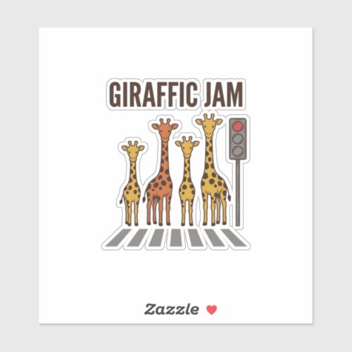 Giraffic Jam Funny Giraffe Crossing Vintage Vector Sticker