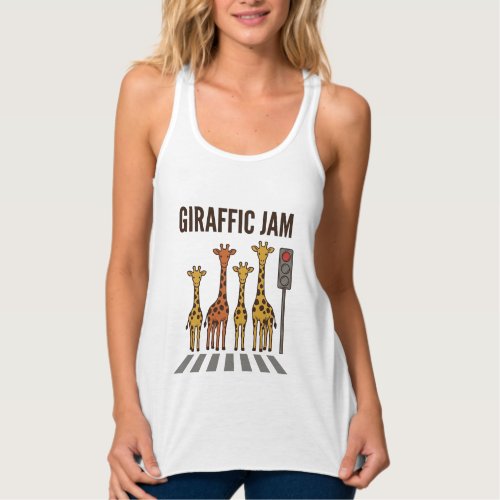Giraffic Jam Funny Giraffe Crossing Vintage Vector Tank Top