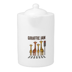 Giraffic Jam Funny Giraffe Crossing Vintage Vector Teapot