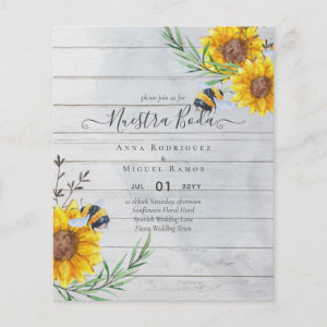 Girasoles de Invitación de Boda Económica Bilingüe Flyer