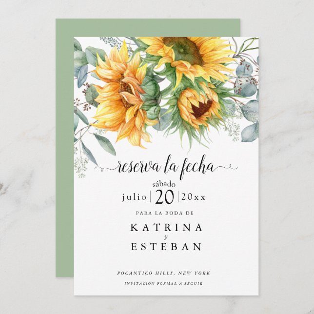 Girasoles de otoño rústicos save the date (Front/Back)