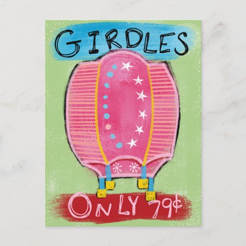 Girdles For Sale Postcard _ Funny Fashion