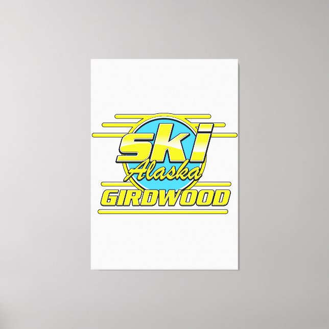 Girdwood Alaska 80s ski logo Canvas Print (Front)