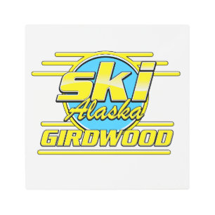 Girdwood Alaska 80s ski logo Metal Print