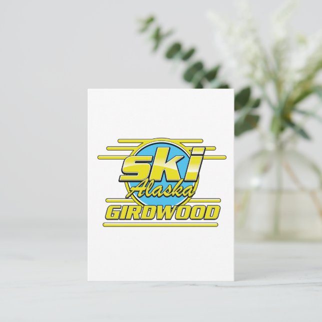 Girdwood Alaska 80s ski logo Postcard (Standing Front)