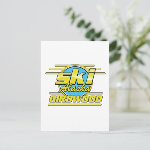 Girdwood Alaska 80s ski logo Postcard