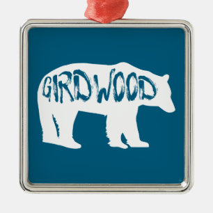 Girdwood Alaska Bear Metal Ornament