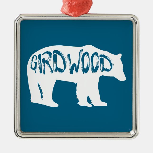 Girdwood Alaska Bear Metal Ornament (Front)