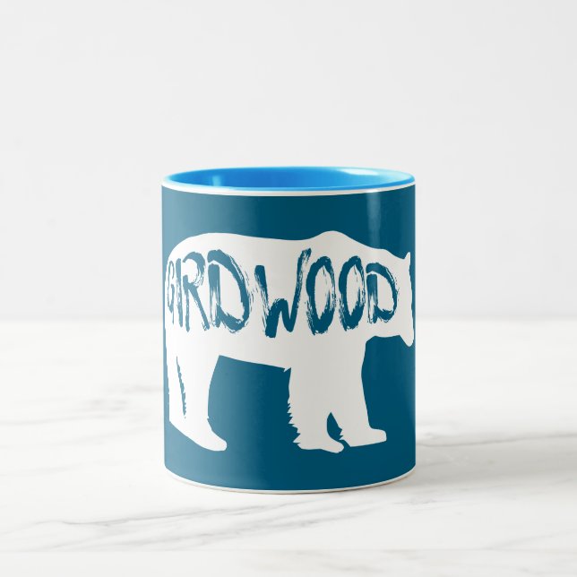 Girdwood Alaska Bear Two-Tone Coffee Mug (Center)