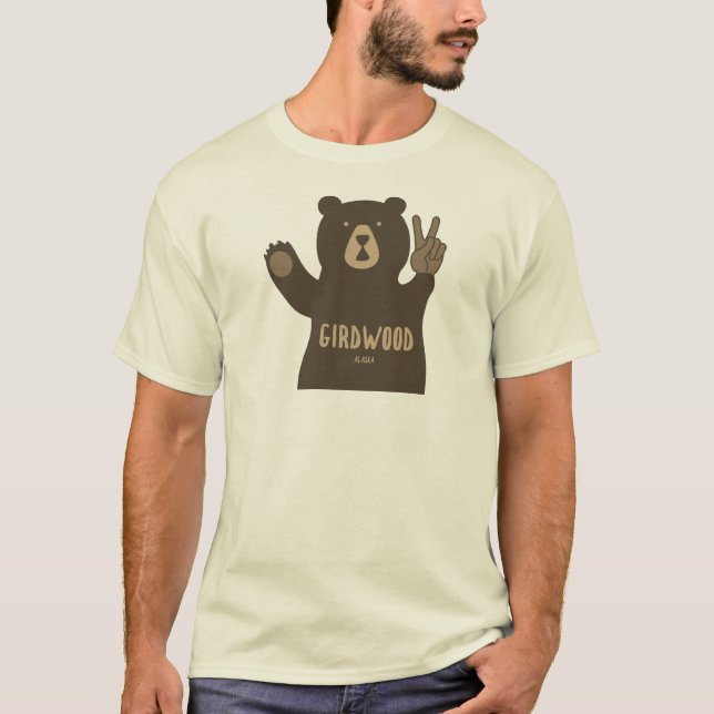 Girdwood Alaska Peace Bear T-Shirt (Front)