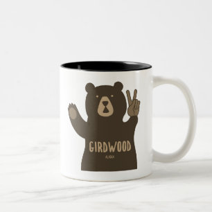 Girdwood Alaska Peace Bear Two-Tone Coffee Mug