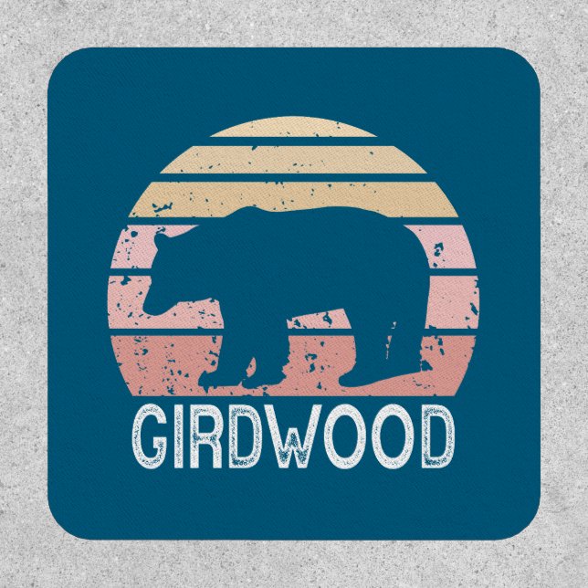 Girdwood Alaska Retro Bear Patch (Front)