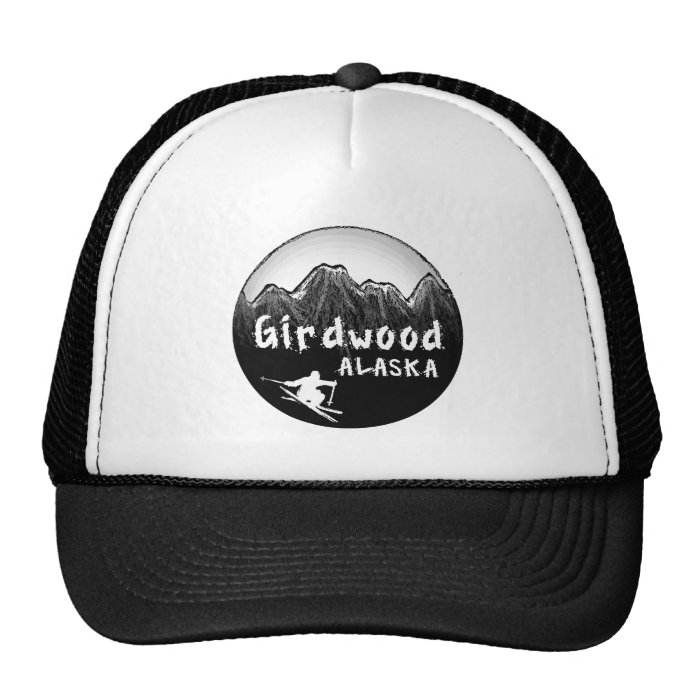 Girdwood Alaska skier Mesh Hats