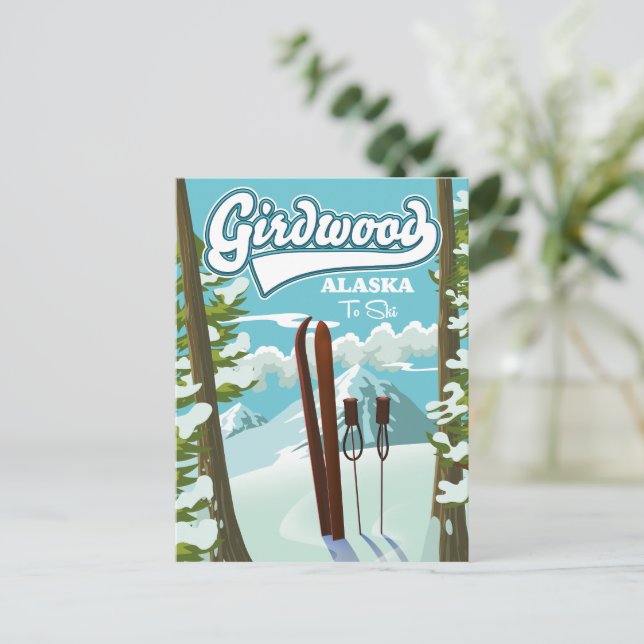 Girdwood Alaska to ski Postcard (Standing Front)