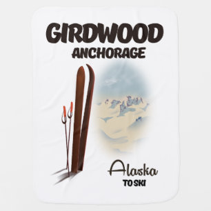Girdwood anchorage Alaska ski poster Baby Blanket