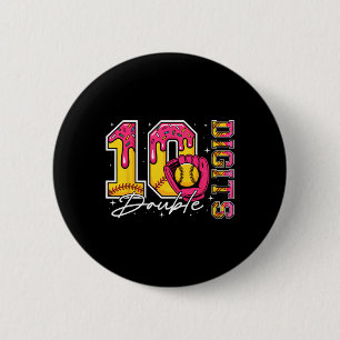 Girl 10 Double Digits 10th Birthday Ice Cream Soft Button