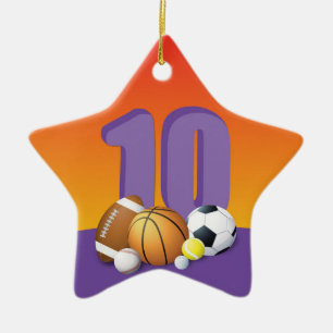 Girl 10th Birthday Sports Balls Ceramic Ornament