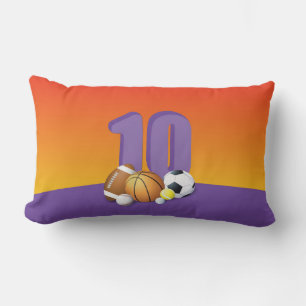 Girl 10th Birthday Sports Balls Lumbar Pillow