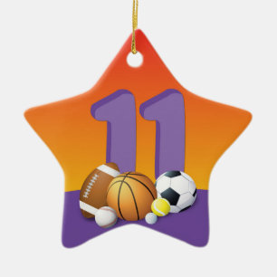 Girl 11th Birthday Sports Balls Ceramic Ornament