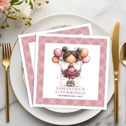 Girl 12th Birthday Funny Whimsical Quirky Pink Paper Dinner Napkins