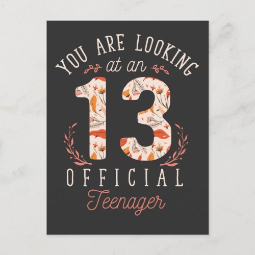 Girl 13th Birthday Looking at an Official Teenager Postcard