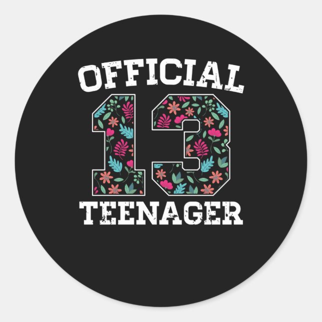 Girl 13th Birthday Official Teenager Classic Round Sticker (Front)