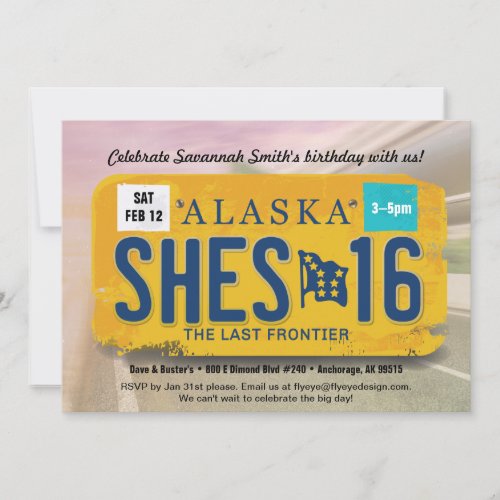 Girl 16th Birthday Alaska License Invitation