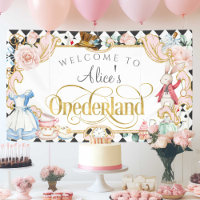 Girl 1st birthday backdrop, Alice in onederland