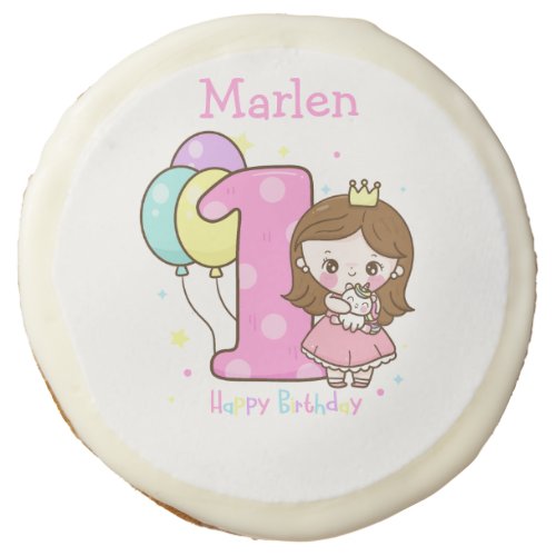 Girl 1st Birthday Fairy Princess Unicorn  Sugar Cookie