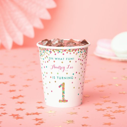 Girl 1st Birthday first birthday party Paper Cups