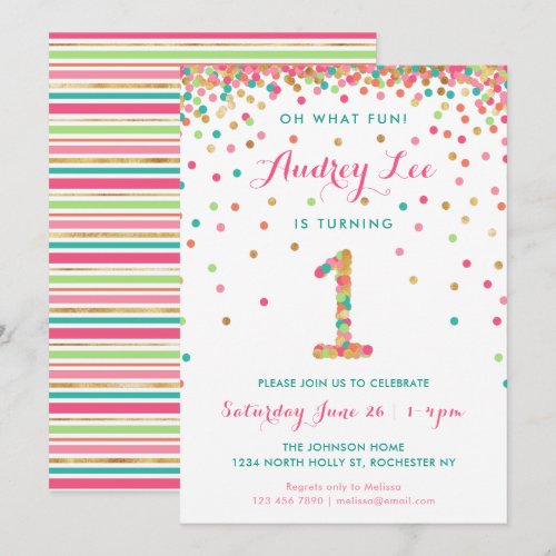 Girl 1st Birthday Invitation first birthday party