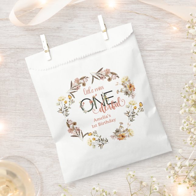 Girl 1st Birthday | Little Miss Onederful  Favor Bag (Clipped)
