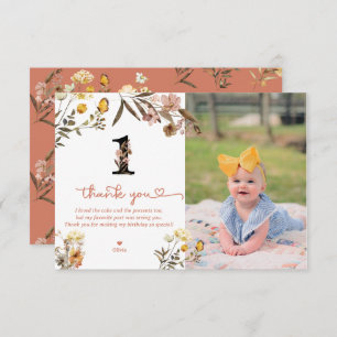 Girl 1st Birthday Little Miss Onederful Thank You Card