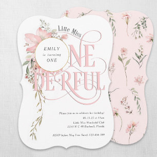Girl 1st birthday Little Miss Onederland Pink Invitation
