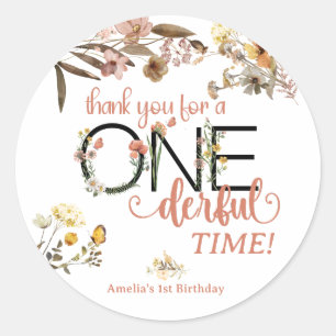 Girl 1st Birthday Onederful Classic Round Sticker