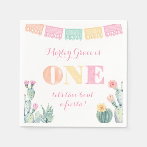 Girl 1st Birthday Party Taco About A First Fiesta Napkins