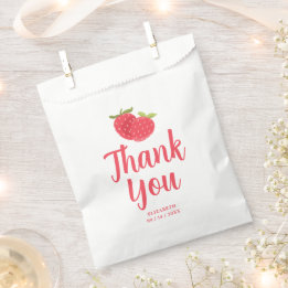 Girl 1st Birthday Sweet Strawberry Thank You Favor Bag