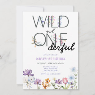 Girl 1st Birthday Wildflower Birthday Invitation