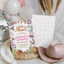 Girl 1st Rodeo Birthday Invitation